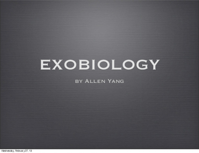 Introduction to Exobiology
